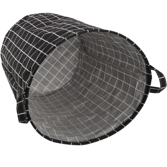 New Fabric Large Capacity Dirty Clothes Basket  Folding Storage Black/White Grid - Picture 4 of 7